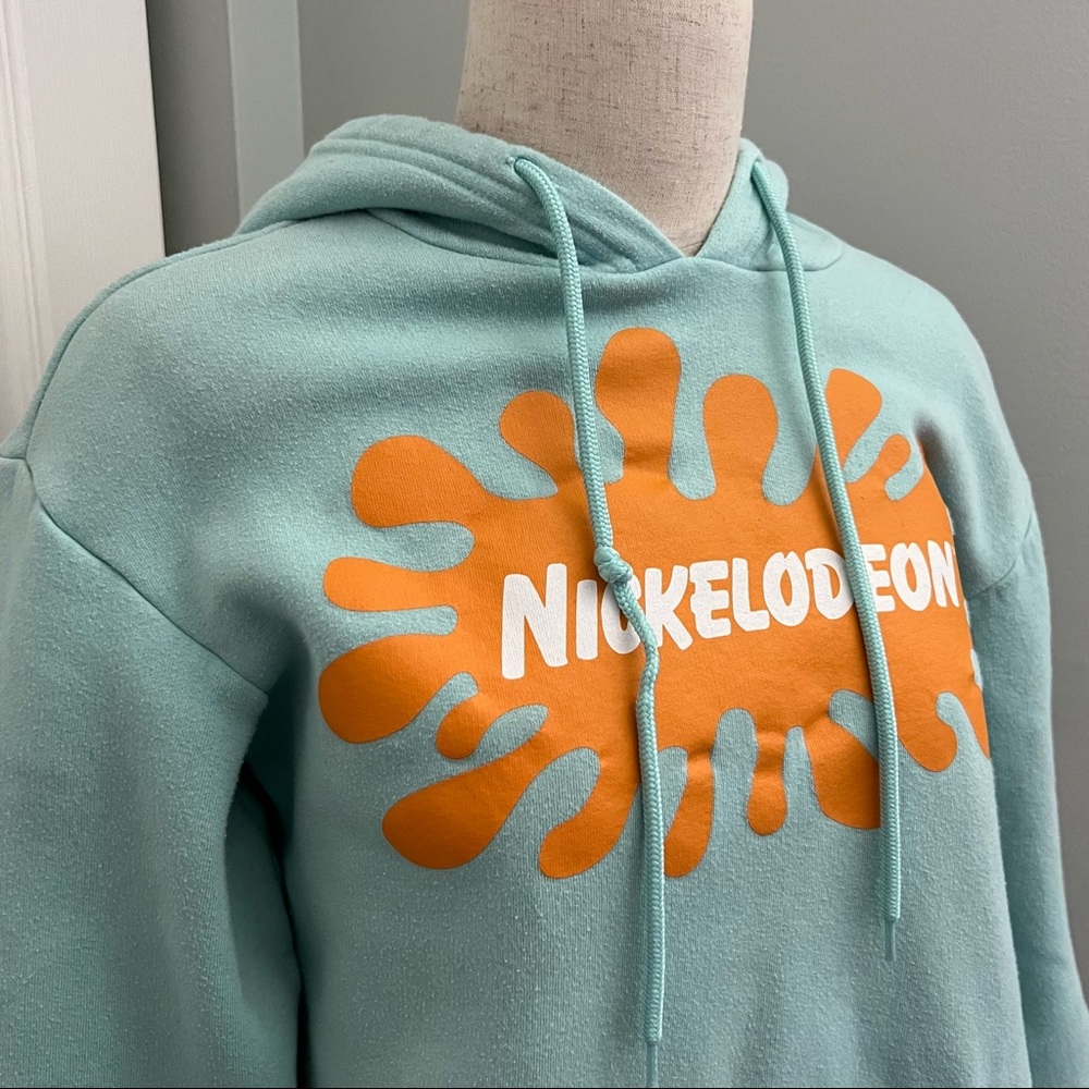Nickelodeon Mint Green Hoodie Mixed Cartoon Characters S - Picture 3 of 16